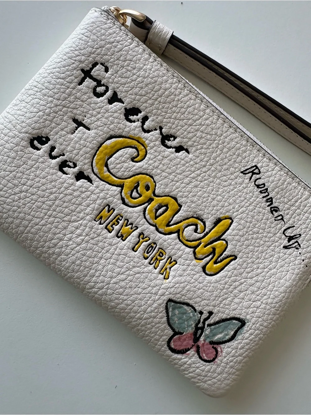 Coach Corner Zip Wristlet With Sketch Print Butterfly NWT